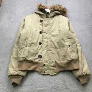 Vintage 70s Antler Action Wear Lined Bomber Jacket Hoodie Women M Pockets Brown